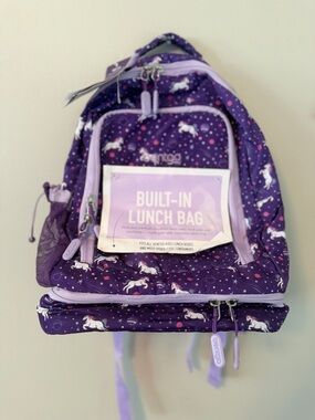 Bentgo Purple Unicorn Backpack with Built-In Lunch Bag